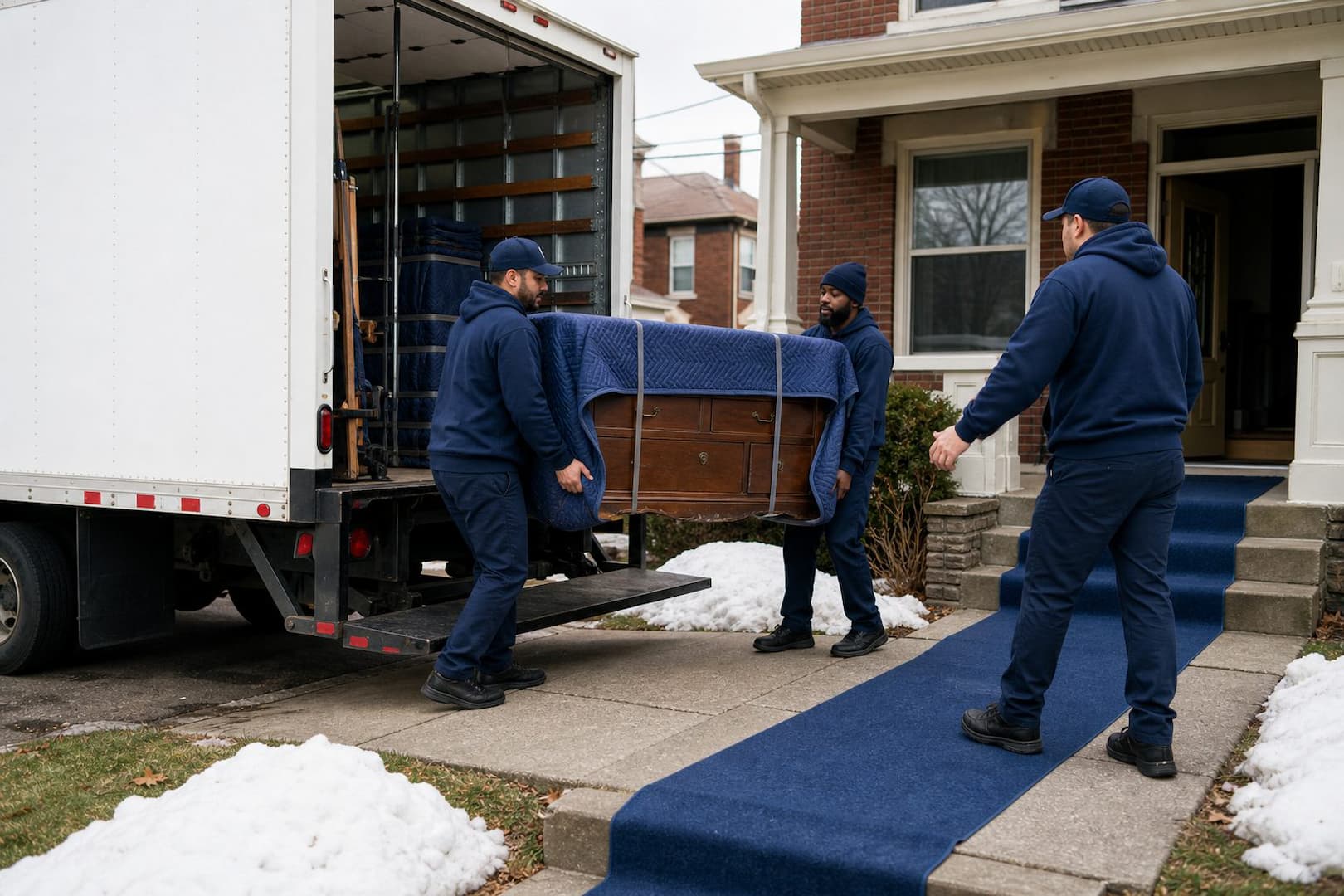 Esquire movers delivering a protected household shipment to a Buffalo New York home