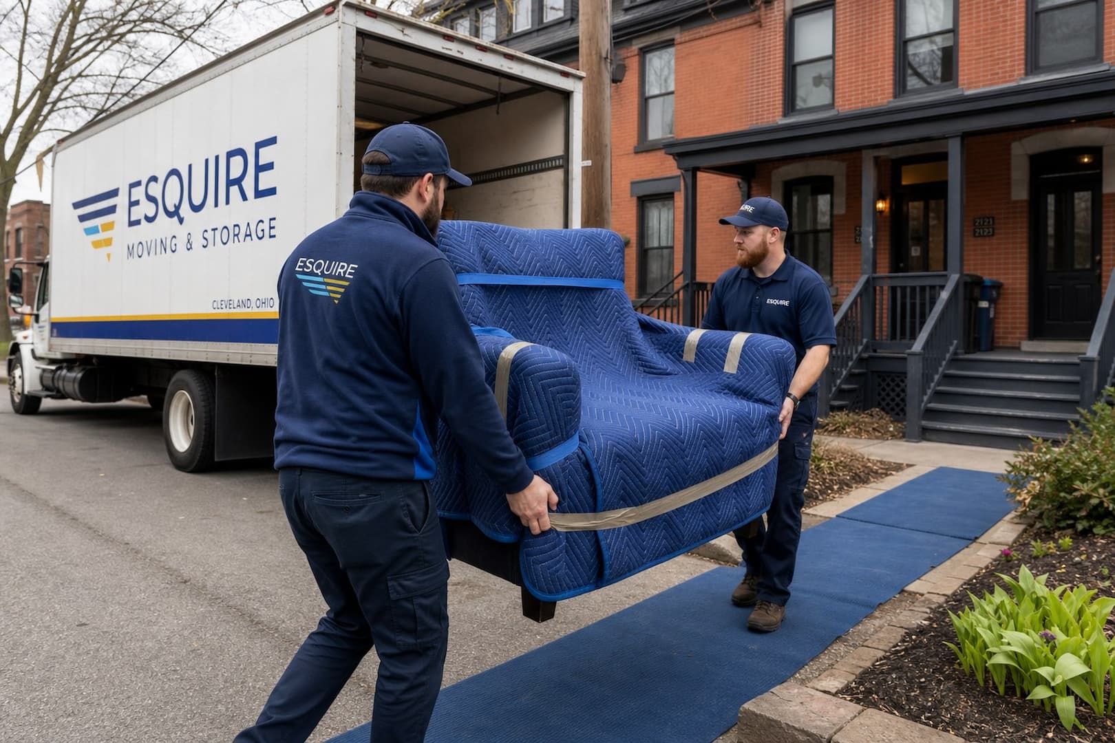 Esquire movers delivering protected household goods to a Cleveland home