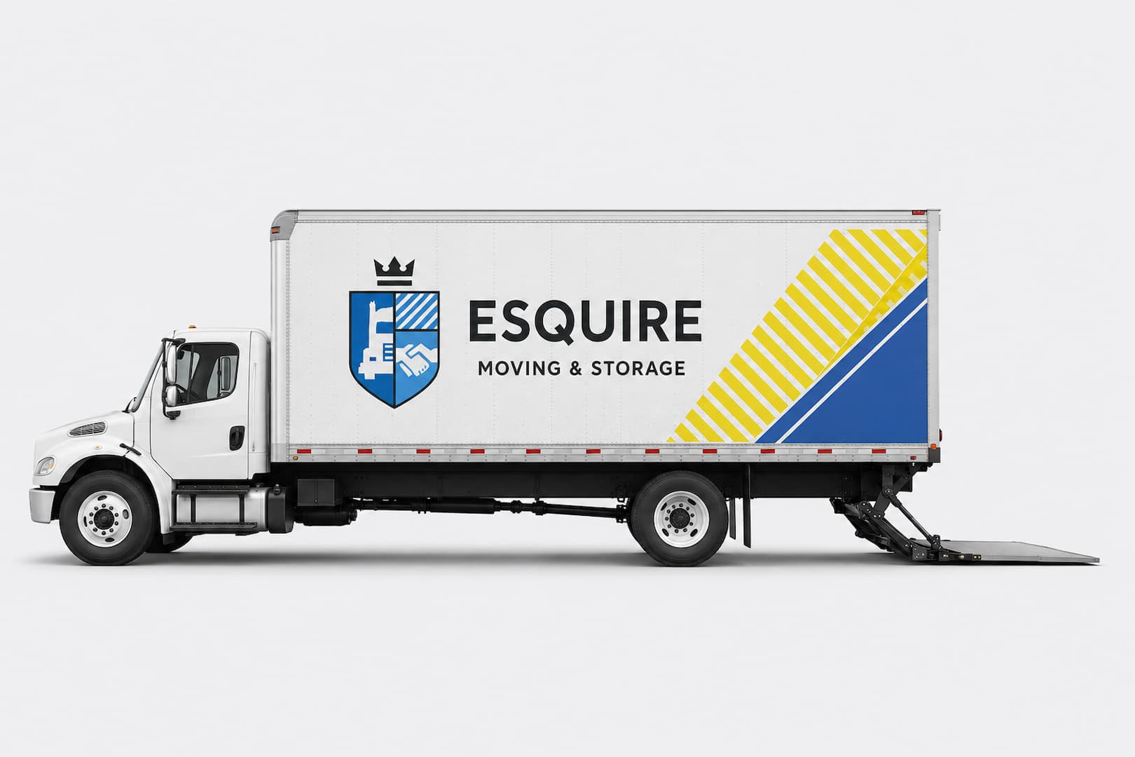 Esquire moving truck with hydraulic liftgate lowered
